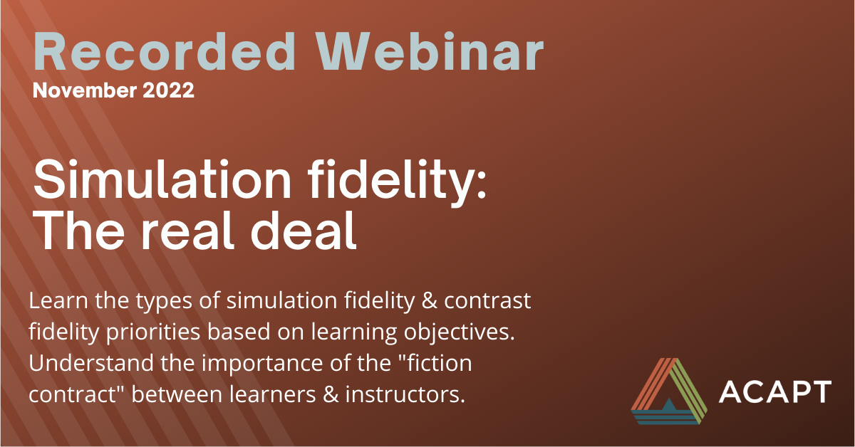 Simulation fidelity recording