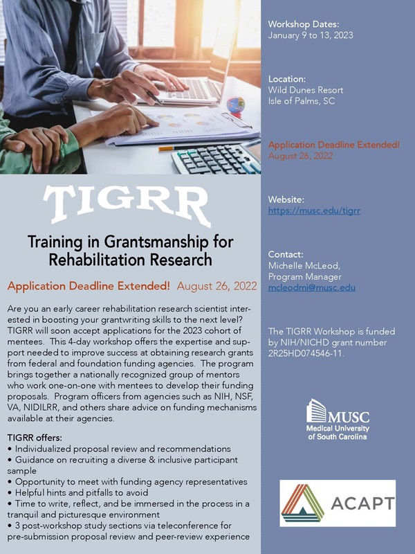 TIGRR 2023 application deadline extended TIGRR 2023 application deadline extended