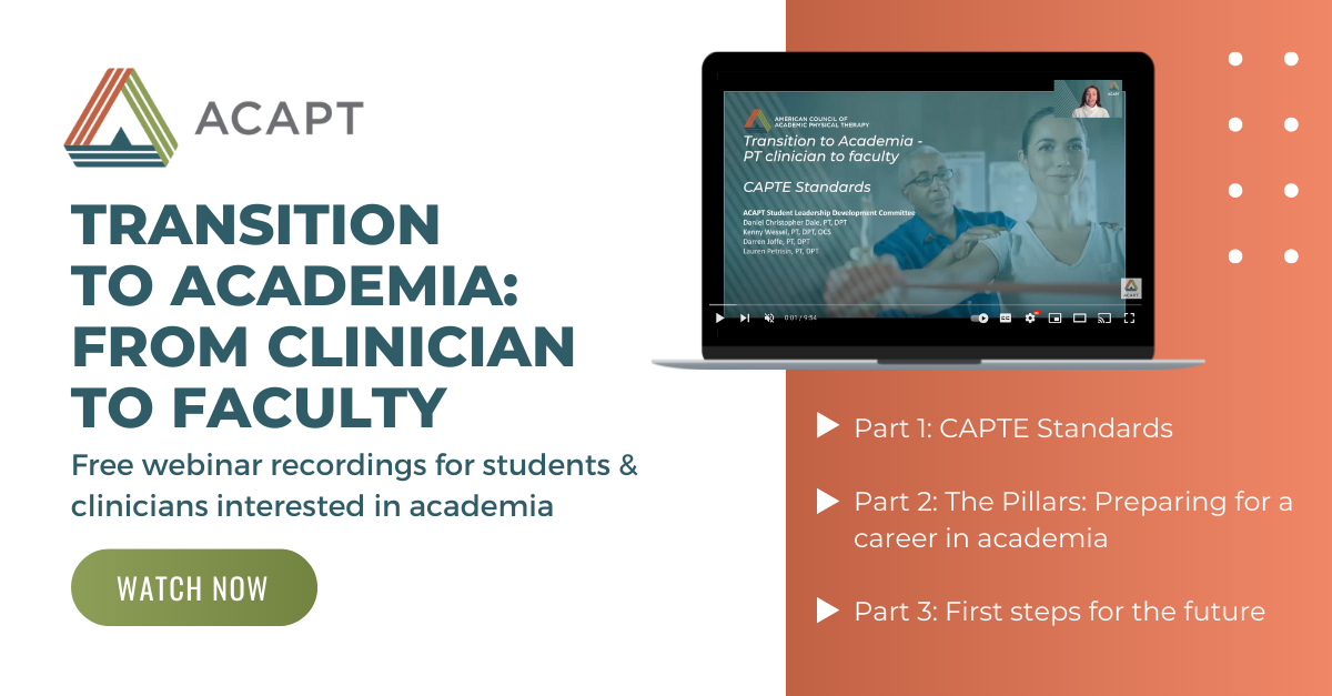 Transition to physical therapy academia video series